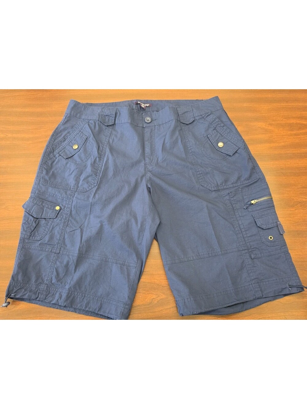 Roaman's Cargo Shorts Womens 18W Navy Blue Utility Multi Pocket Zip Bermuda